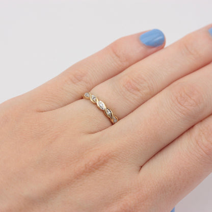 Vintage 9ct Gold & Diamond Twist Band Ring, 1987