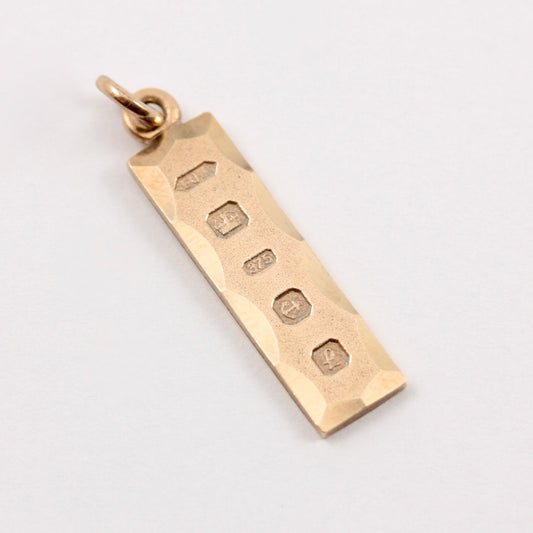 Vintage 9ct Gold Ingot Pendant Hallmarked 1985