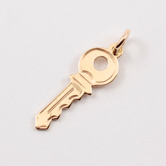 Small Vintage 9ct Gold Yale Style Key Charm, 1964