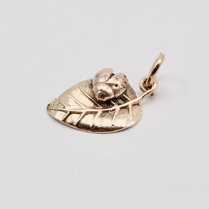 Vintage 9ct Gold Ladybird on Leaf Charm, 1967