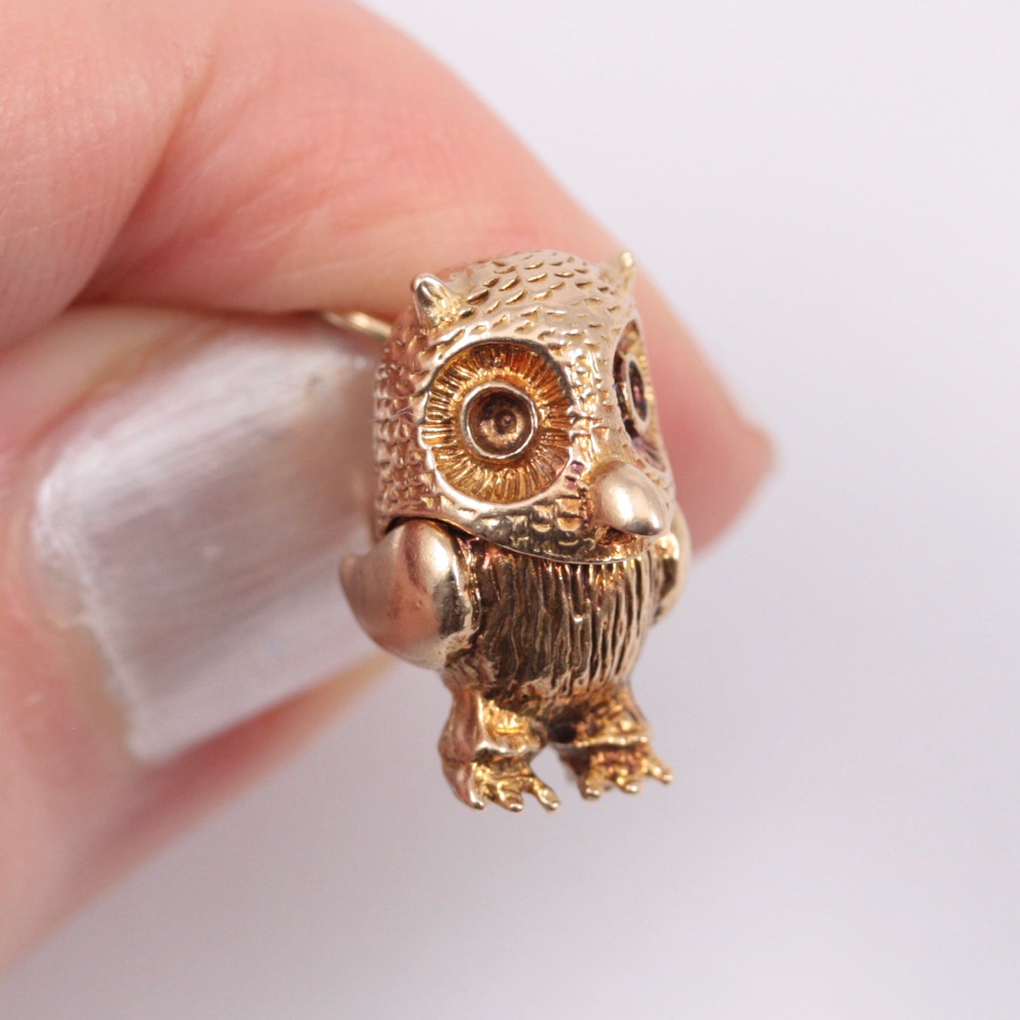 Vintage 9ct Gold Opening Owl Charm, 1972