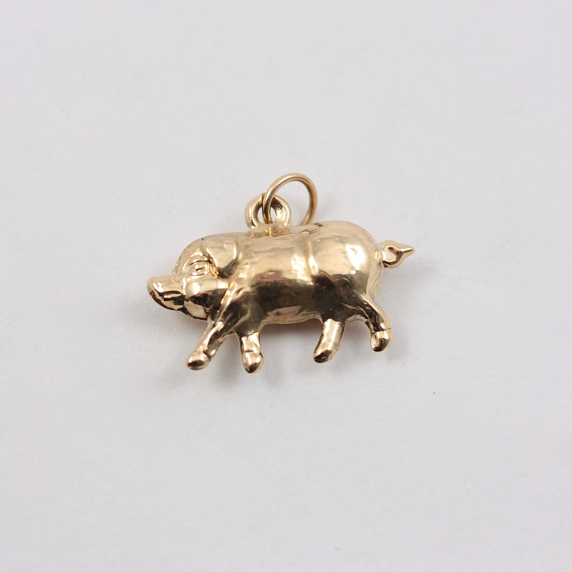 Vintage 9ct Gold Pig Charm, 1965