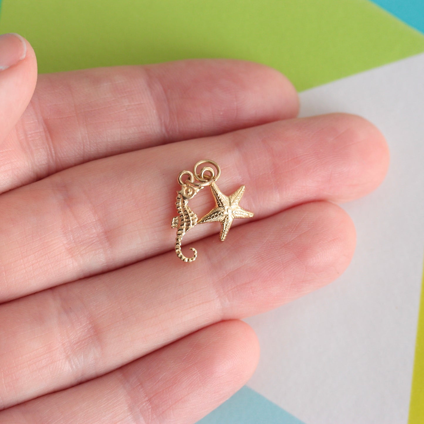 Vintage 9ct Gold Seahorse & Starfish Charm