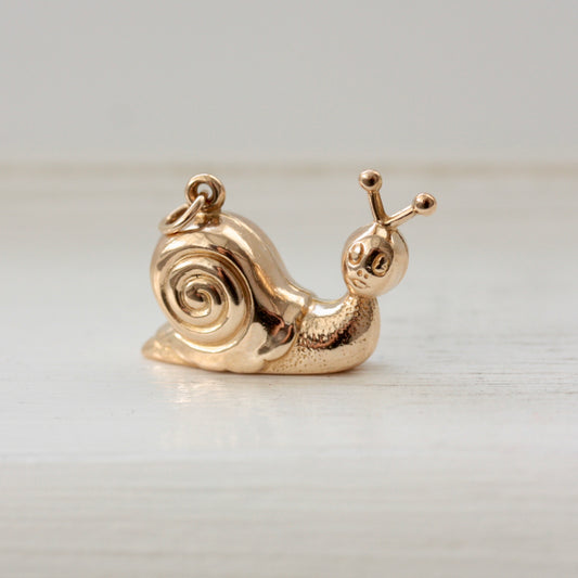 Vintage 9ct Gold Snail Charm, 1979