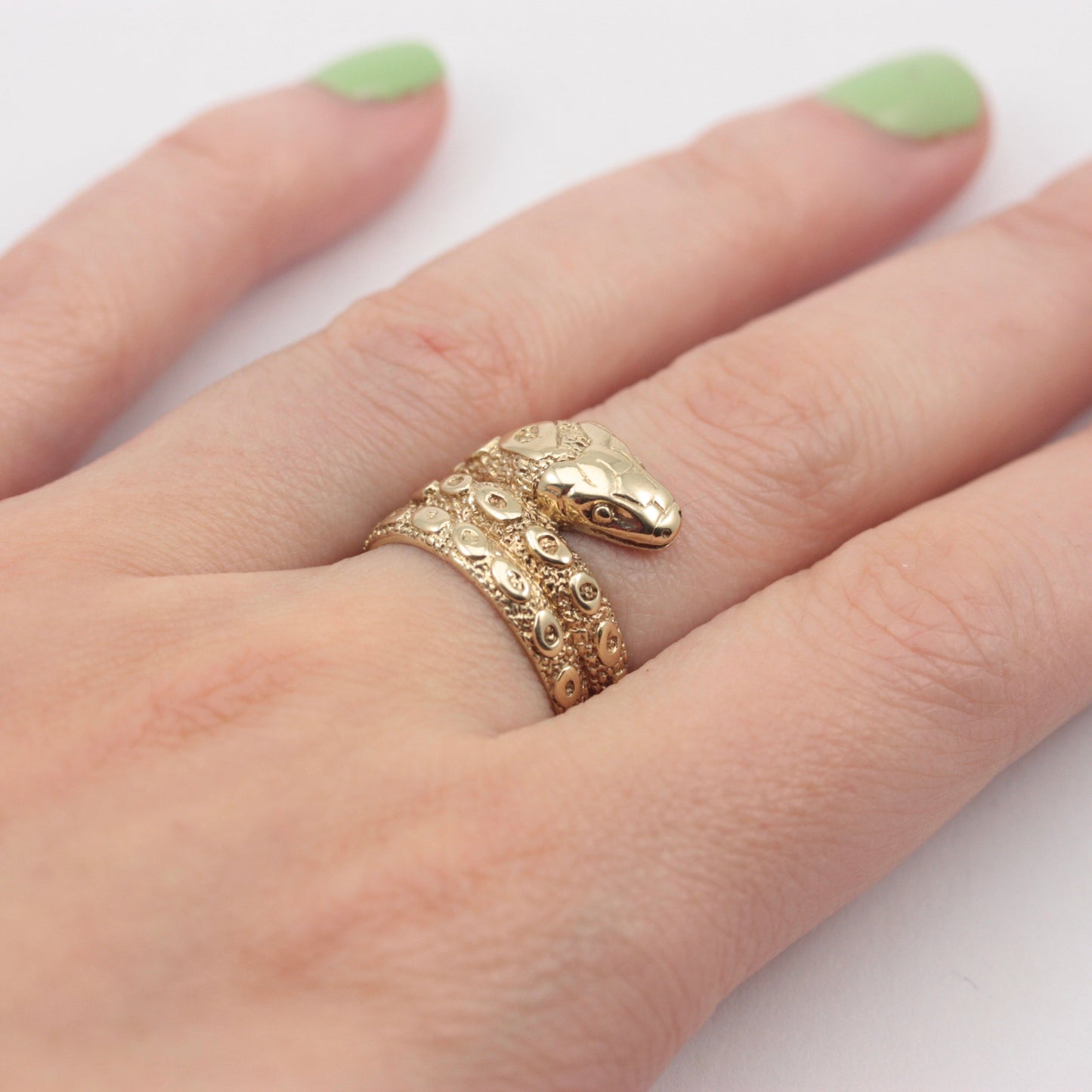 Vintage 9ct Gold Snake Ring, 1978