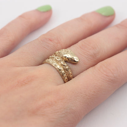 Vintage 9ct Gold Snake Ring, 1978