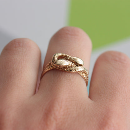 Vintage 9ct Gold Double Snake Ring, 1989