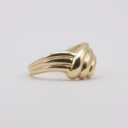 Vintage 9ct Gold Chunky Ridged Wishbone Ring, 1988