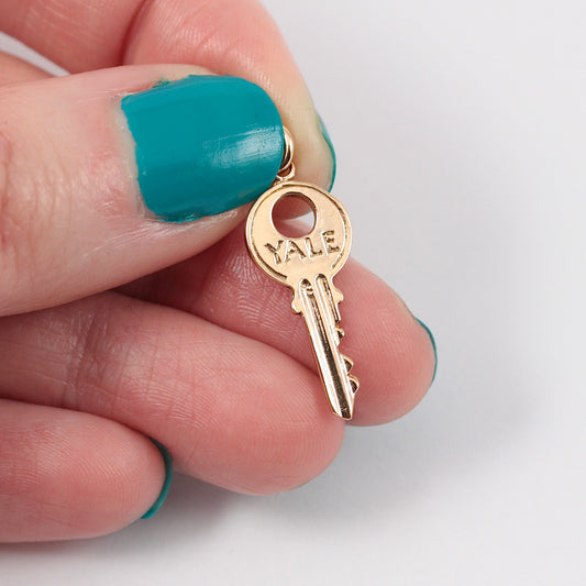 Vintage 9ct Gold Yale Key Charm, 1961