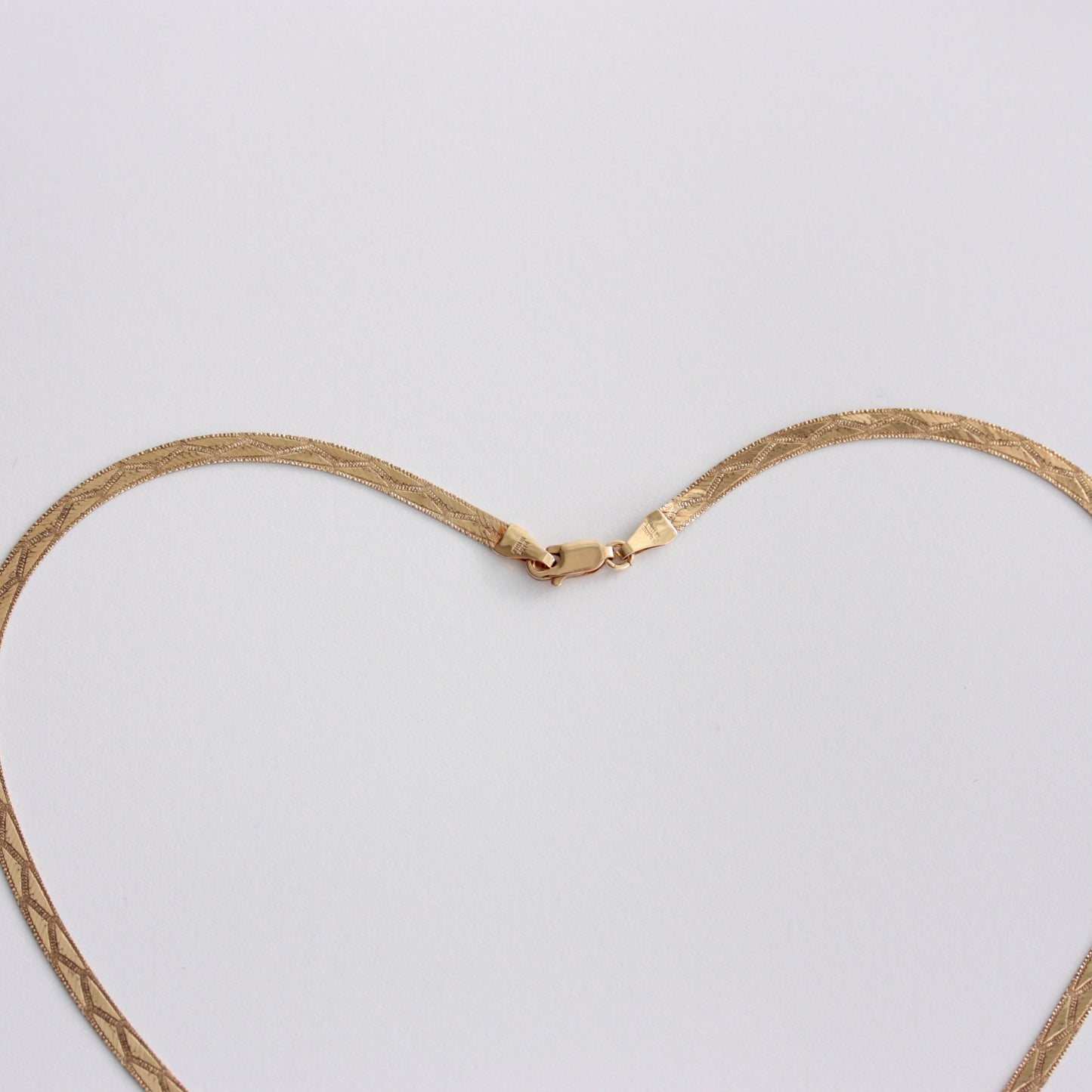Vintage 9ct Gold Pattered Herringbone Necklace, 1988