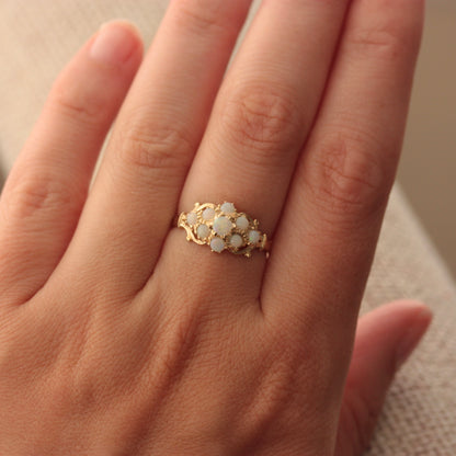 Vintage 9ct Gold Opal Cluster Ring, 1988