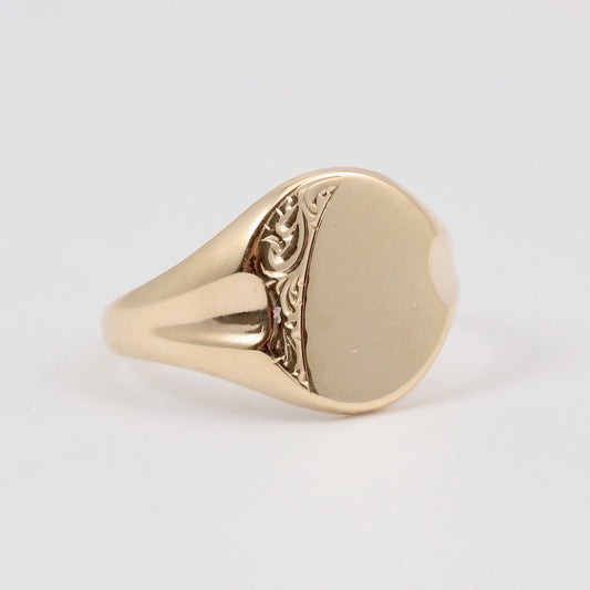 Vintage 9ct Gold Oval Signet Ring, 1988