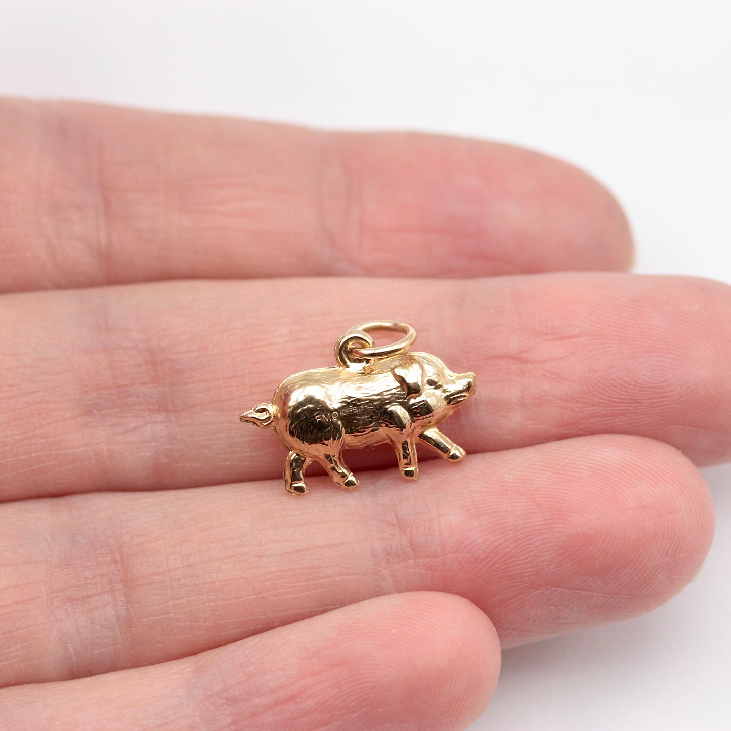 Vintage 9ct Gold Pig Charm, 1966