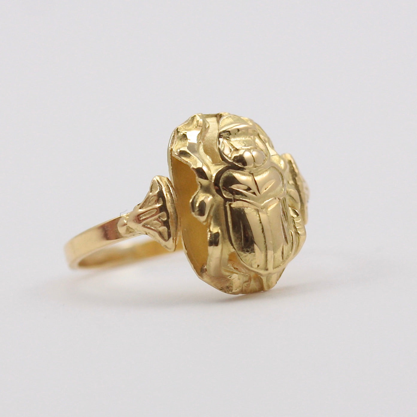 Vintage 18ct Egyptian Gold Scarab Beetle Ring, 1946 - 47.