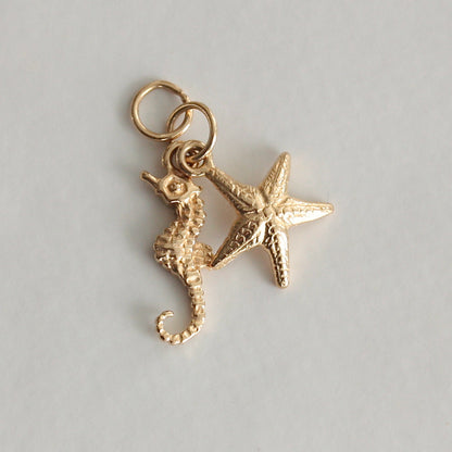 Vintage 9ct Gold Seahorse & Starfish Charm