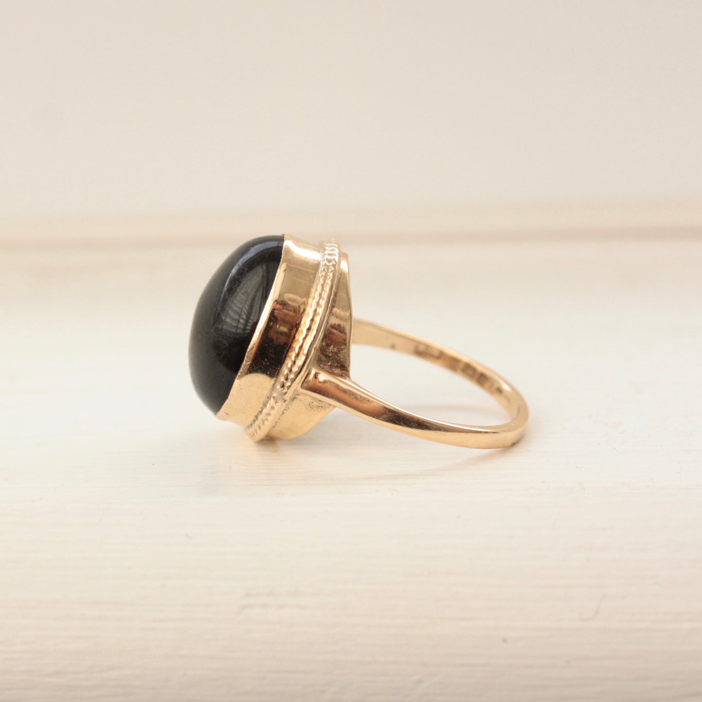 Vintage 9ct Gold Smoky Quartz Cabochon Ring, Late 1970s