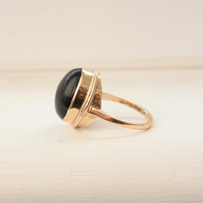 Vintage 9ct Gold Smoky Quartz Cabochon Ring, Late 1970s