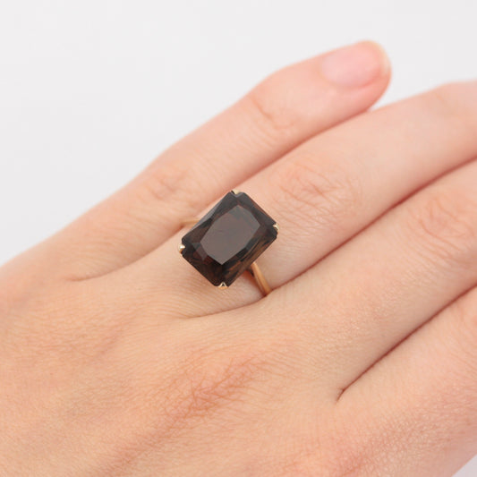 Vintage 9ct Gold Smoky Quartz Cocktail Ring, 1966