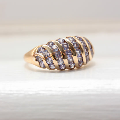 Vintage 9ct Yellow Gold Tanzanite Domed Ring