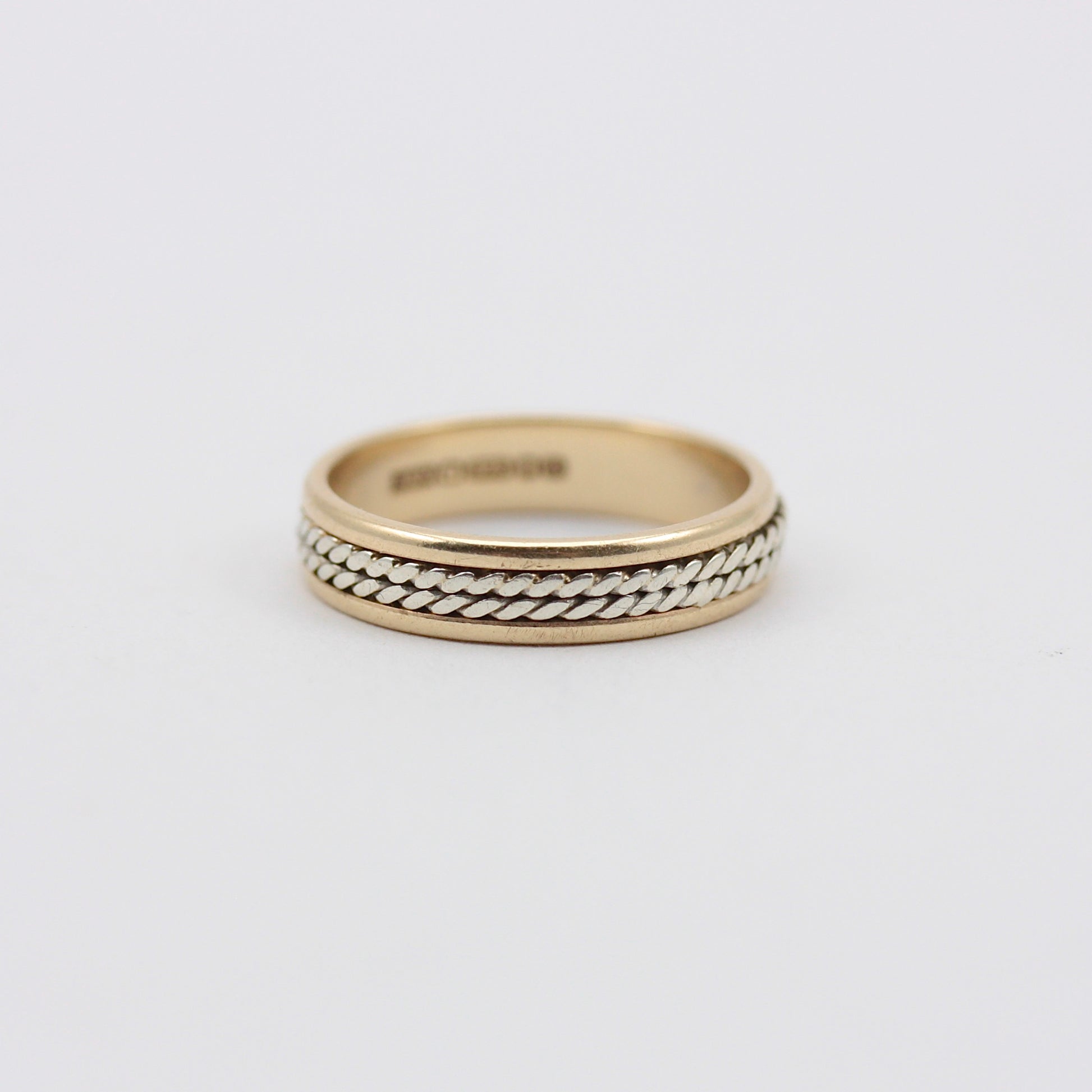 Vintage 9ct Two Tone Gold Rope Twist Band Ring, 1995