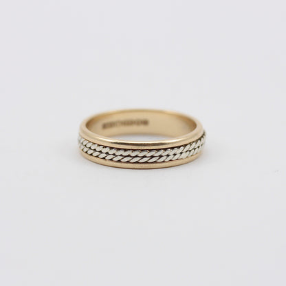 Vintage 9ct Two Tone Gold Rope Twist Band Ring, 1995