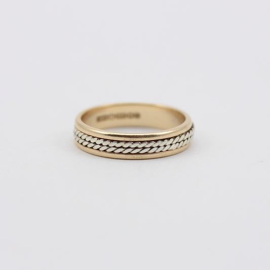 Vintage 9ct Two Tone Gold Rope Twist Band Ring, 1995