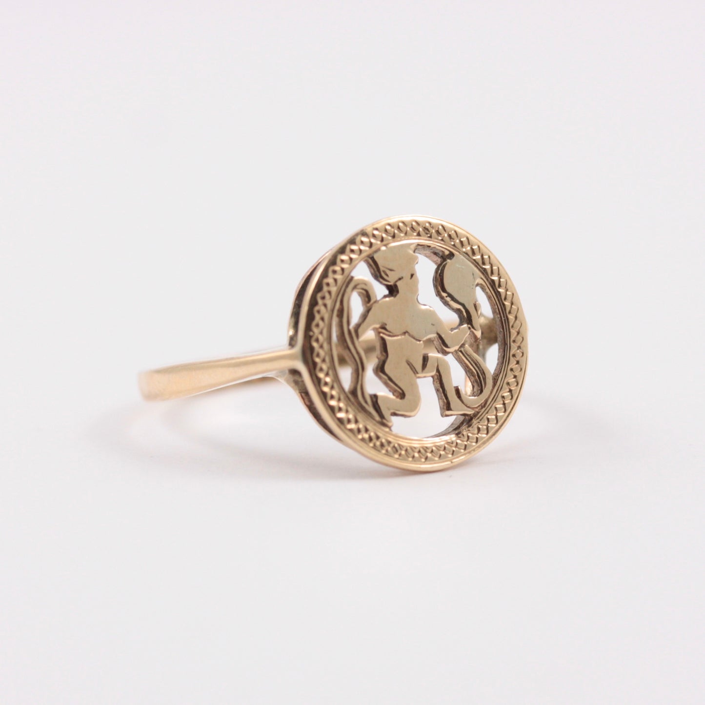 Vintage 9ct Gold Virgo Zodiac Ring, 1972