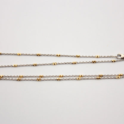 Pre-owned 9ct White Gold Rope Chain Necklace with Yellow Gold Beads