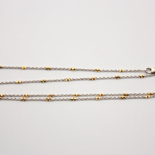 Pre-owned 9ct White Gold Rope Chain Necklace with Yellow Gold Beads